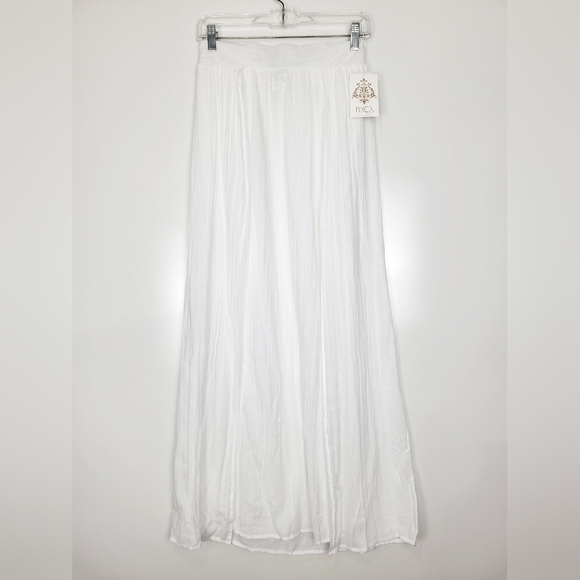 NWT Becca by Rebecca Virtue Cotton Gauzy Slit Cover-Up Skirt in White - Picture 4 of 10